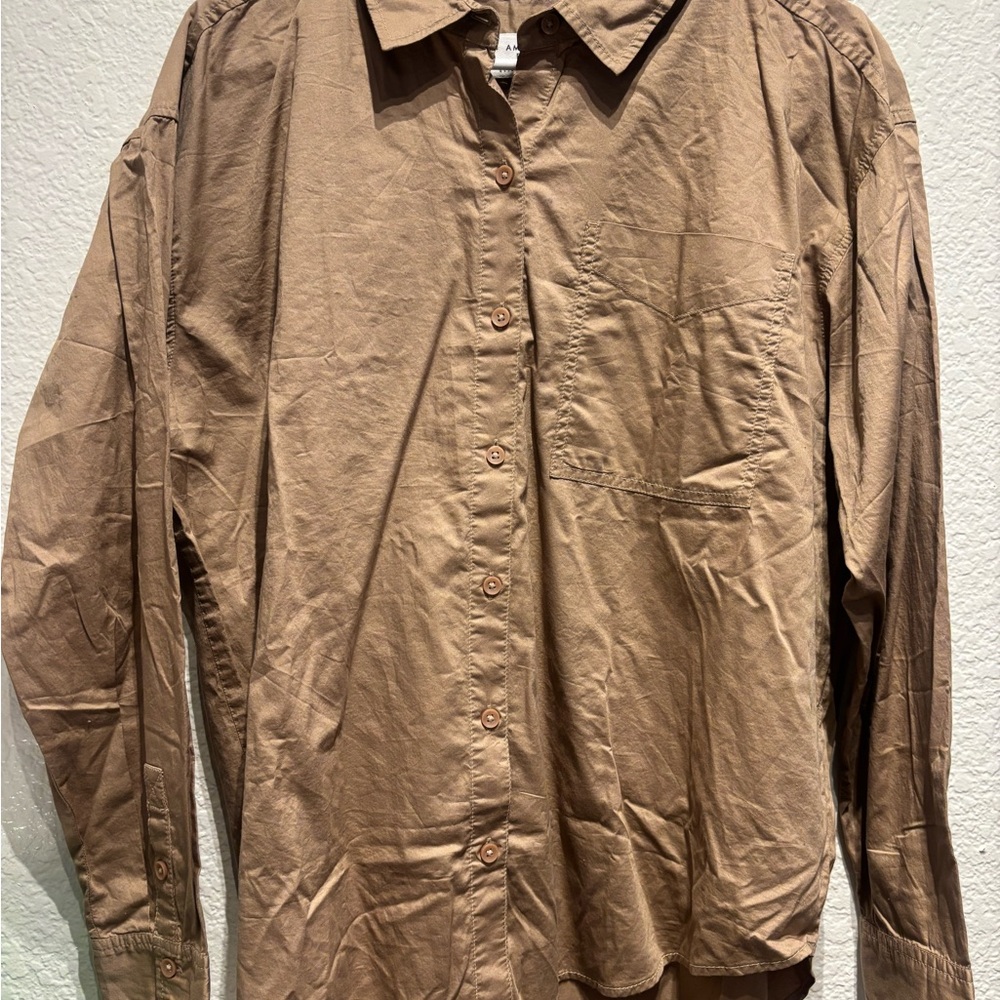 American Eagle Outfitters Brown Button Down Shirt